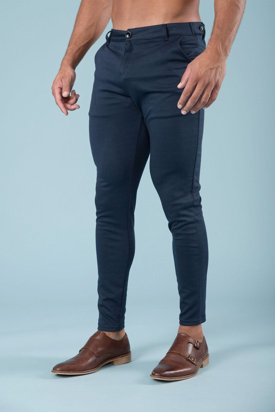Youngla 614 Dapper Vestito Uomo Pantaloni Blu Marino | DM5186093