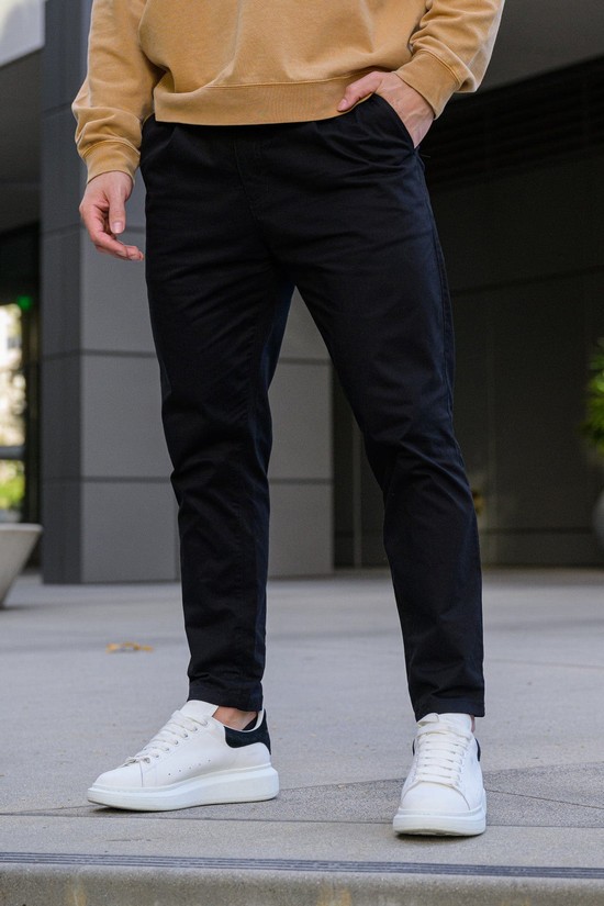 Youngla 625 Slim Fit Chino Uomo Pantaloni Nere | JG8954730