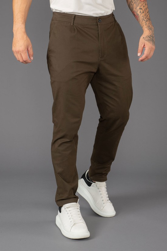 Youngla 625 Slim Fit Chino Uomo Pantaloni Caffè | LZ9205783