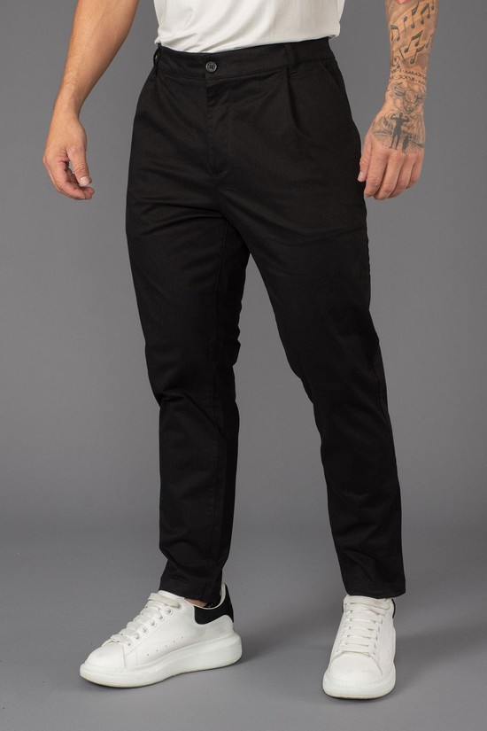 Youngla 625 Slim Fit Chino Uomo Pantaloni Nere | VN7261058
