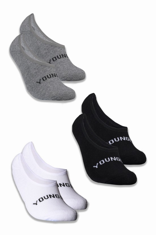 Youngla 711 No Show 3-pack Uomo Calzini Bianche Nere Grigie | PN8526394