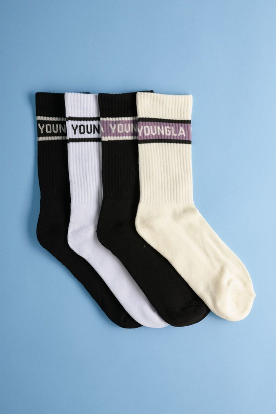 Youngla 712 High 4-pack Uomo Calzini Nere Bianche Beige | ED1754823