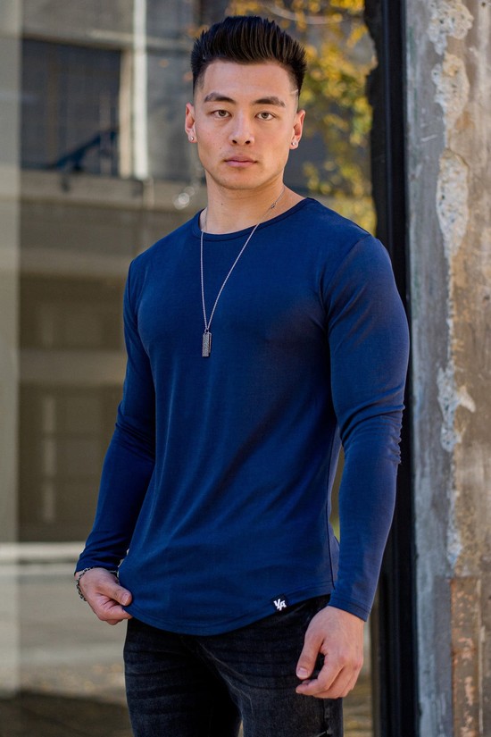 Youngla 807 Ultraflex Longsleeves Uomo Camicie Blu Marino | JM3641978
