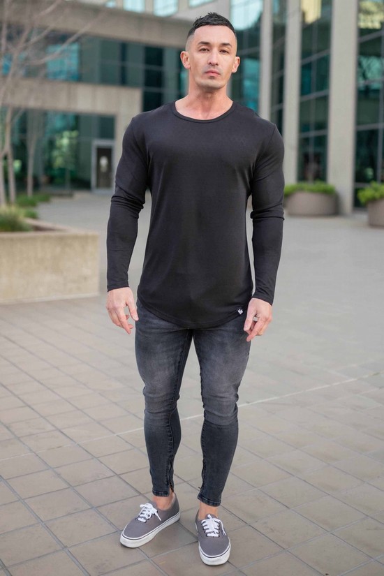 Youngla 807 Ultraflex Longsleeves Uomo Camicie Nere | VU2875416