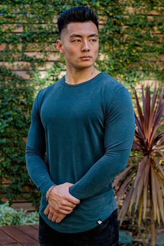 Youngla 807 Ultraflex Longsleeves Uomo Camicie Blu | ZA0957312