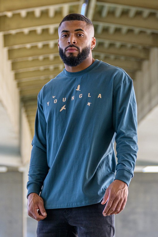 Youngla 811 Liberty Long Sleeves Uomo Camicie Blu | PV5234769