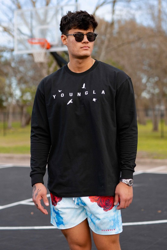 Youngla 811 Liberty Long Sleeves Uomo Camicie Nere | WE8274130