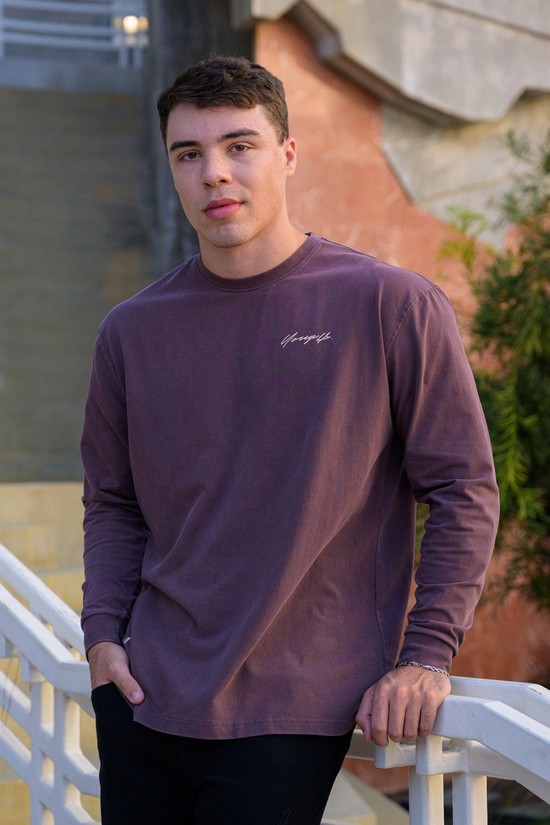 Youngla 812 Signature Long Sleeves Uomo Camicie Viola | GW6487920