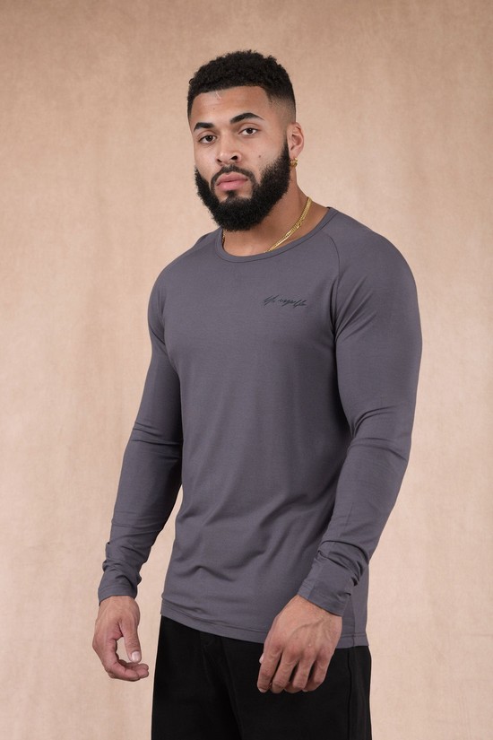 Youngla 813 Delt Longsleeves Uomo Camicie Grigie | ZA5148702