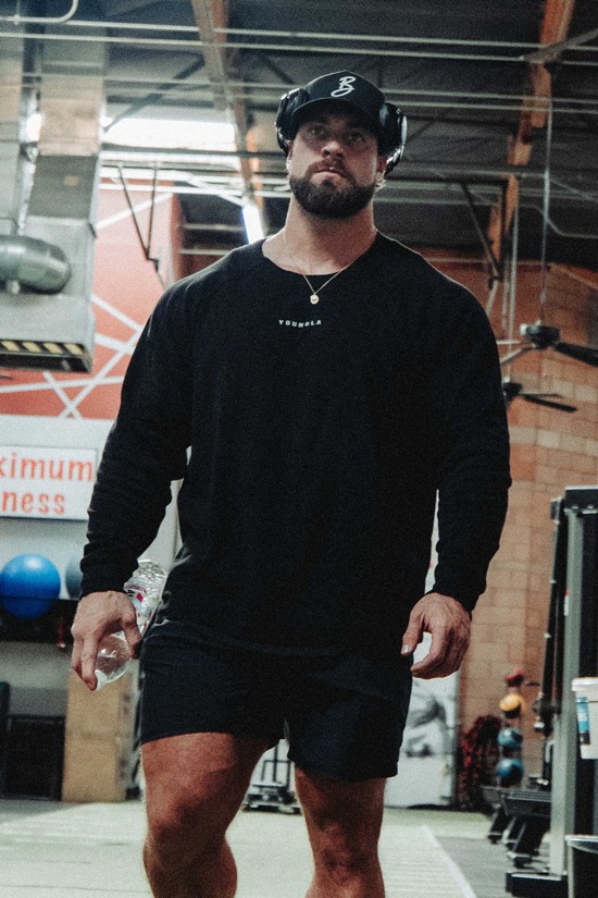 Youngla 815 Raw Neck Cloud Longsleeves Uomo Camicie Nere | AN0781349
