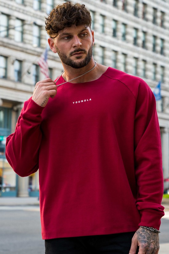 Youngla 815 Raw Neck Cloud Longsleeves Uomo Camicie Rosse | MZ8271346