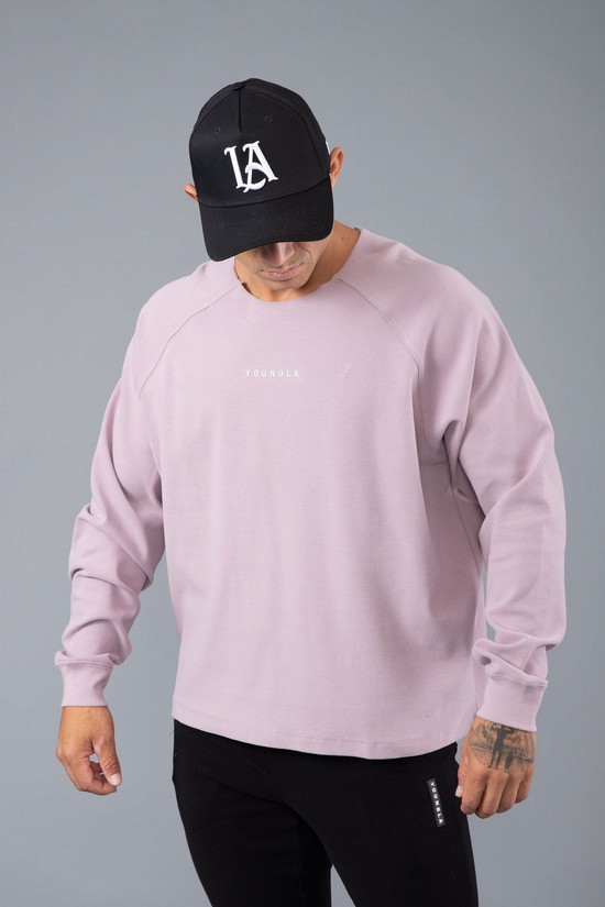 Youngla 815 Raw Neck Cloud Longsleeves Uomo Camicie Rosa | YL5689024