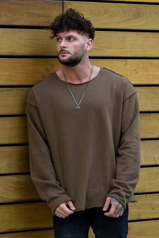 Youngla 816 Terry Raw Cut Reversible Longsleeves Uomo Camicie Caffè | GC6428351