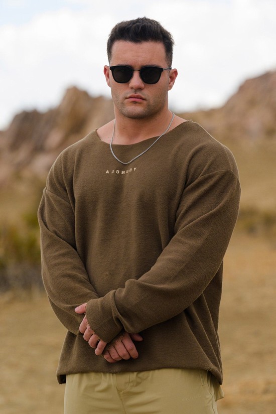 Youngla 816 Terry Raw Cut Reversible Longsleeves Uomo Camicie Caffè | IS9602548
