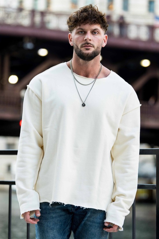 Youngla 816 Terry Raw Cut Reversible Longsleeves Uomo Camicie Bianche | YQ2605978
