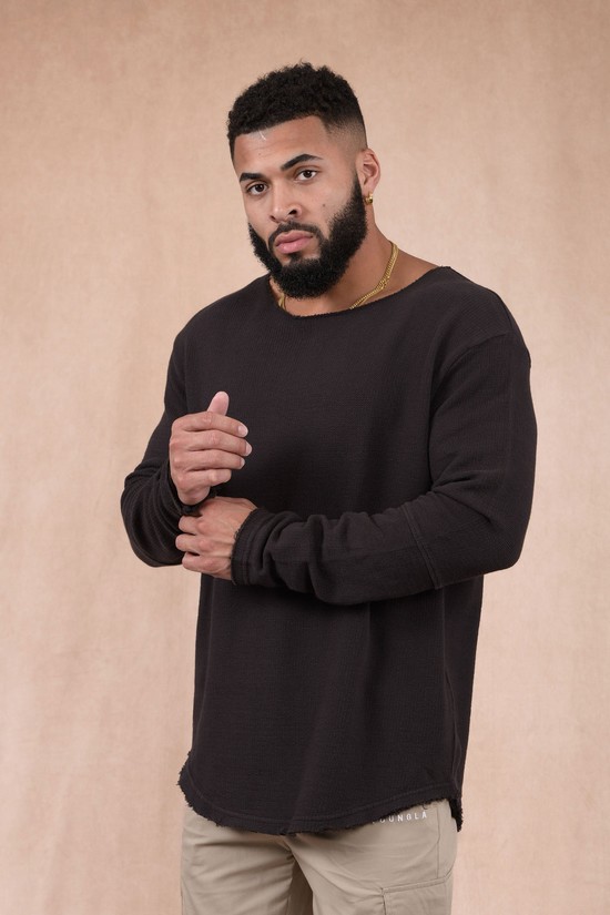 Youngla 819 Terrain Larghe Neck Longsleeves Uomo Camicie Caffè | HM9325047