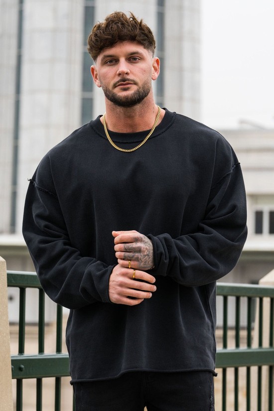 Youngla 821 Anarchy Crewnecks Uomo Felpe Nere | TW4086395