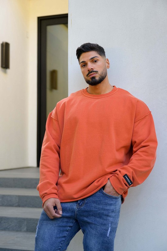 Youngla 821 Anarchy Crewnecks Uomo Felpe Arancioni | ZW3896541