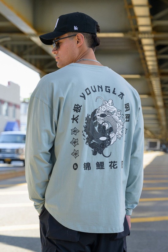 Youngla 822 Bushido Longsleeves Uomo Camicie Grigie | BT2013684