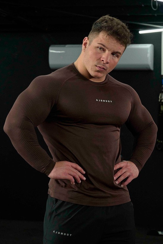 Youngla 823 New Gen Compression Longsleeves Uomo Camicie Marroni | CZ3126794