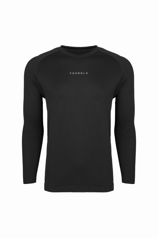 Youngla 823 New Gen Compression Longsleeves Uomo Camicie Nere | ES6278930