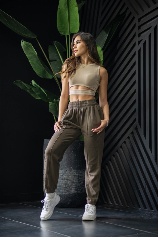 Youngla W202 Script Donna Pantaloni Jogger Grigie Scuro | UL9204715