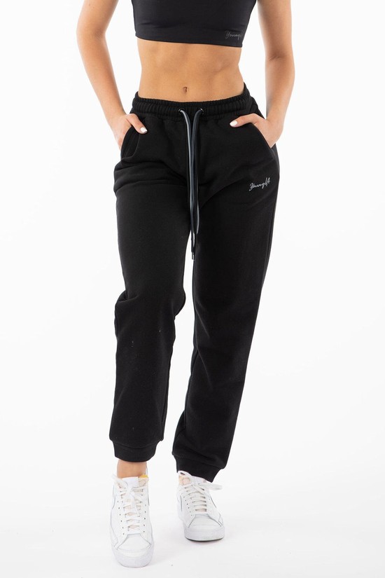 Youngla W207 Triple String Donna Pantaloni Jogger Nere | ED7534908