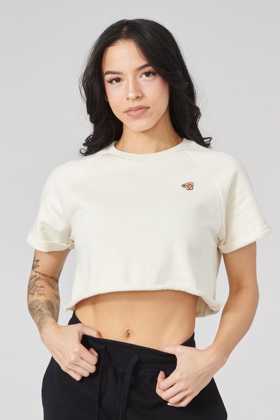 Youngla W411 Raglan Cropped Donna Camicie Bianche | QX9075268