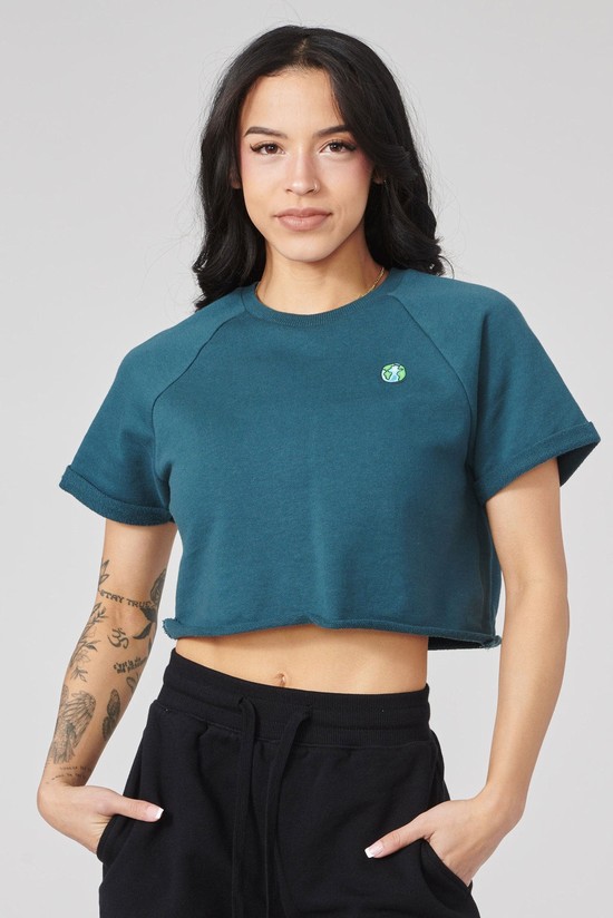 Youngla W411 Raglan Cropped Donna Camicie Blu | RZ1528034