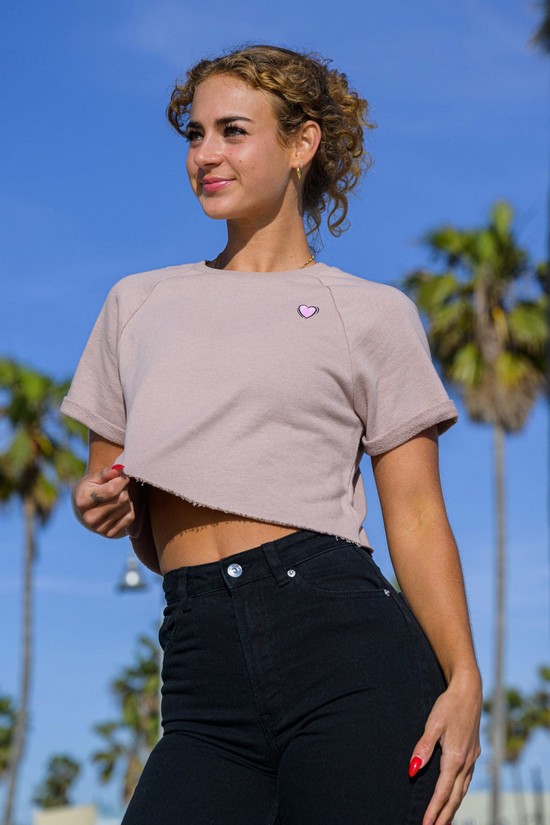 Youngla W411 Raglan Cropped Donna Camicie Grigie | ZF0138752
