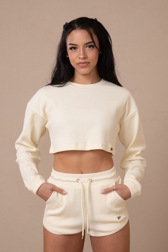 Youngla W413 Peachy Cropped Long Sleeve Donna Camicie Beige | JO3859014