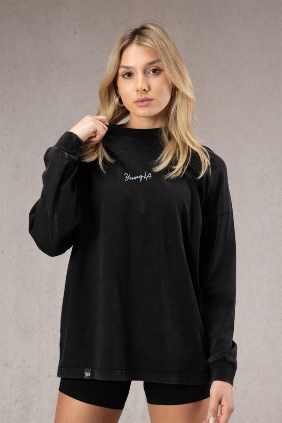 Youngla W416 Retro Long Sleeve Donna Camicie Nere | AB6189574
