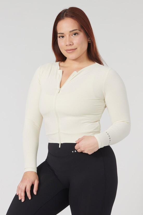 Youngla W418 Dual Zip Long Sleeve Donna Camicie Bianche | KY4501983