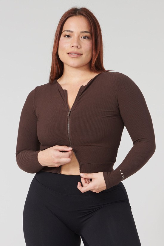 Youngla W418 Dual Zip Long Sleeve Donna Camicie Caffè | OJ6982431