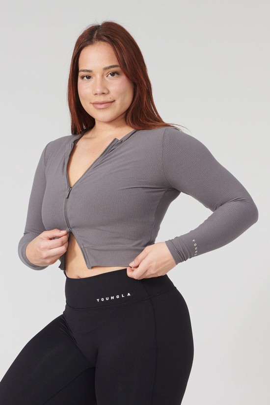 Youngla W418 Dual Zip Long Sleeve Donna Camicie Grigie | TQ9624370