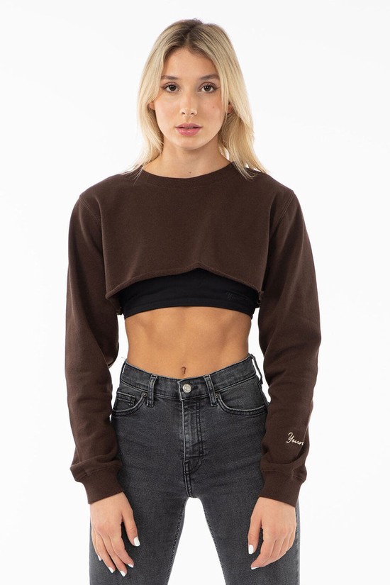 Youngla W501 Super Crop Donna Felpe Grigie Scuro | SX5712904