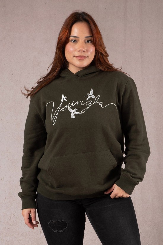 Youngla W509 Hummingbird Oversized Donna Felpa Con Cappuccio Verdi | RB0352874